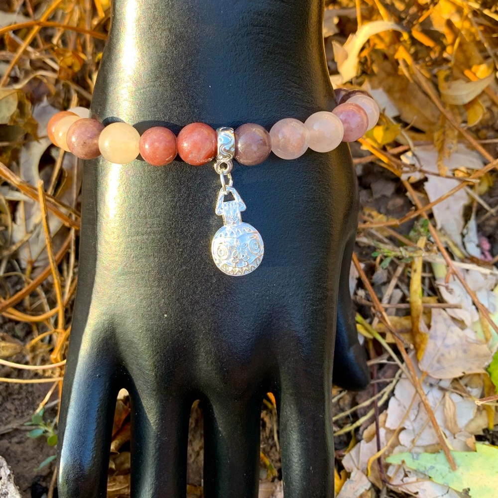 Genuine Violet Agate w Sterling Silver Charm